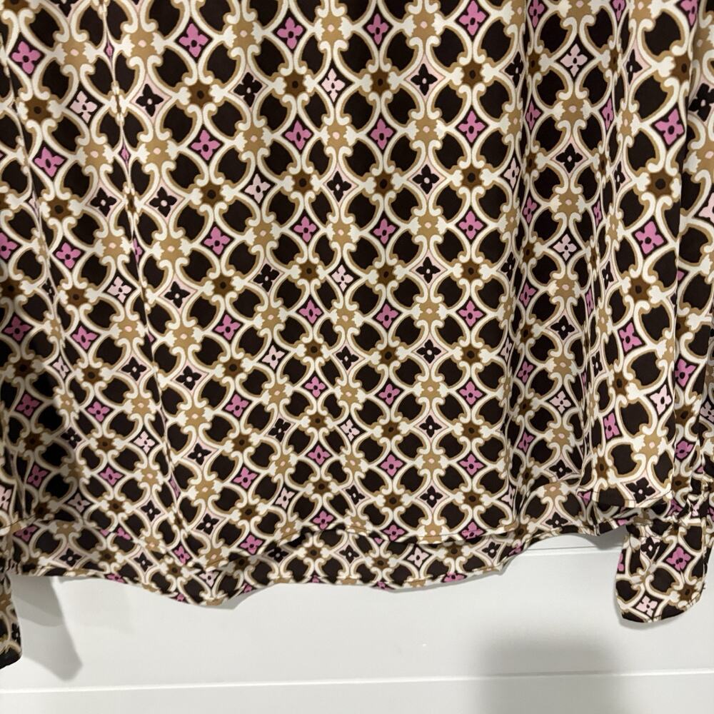 Ann Taylor Loft | Top Long Sleeve Brown Pink Career- Size Large - Picture 3 of 9